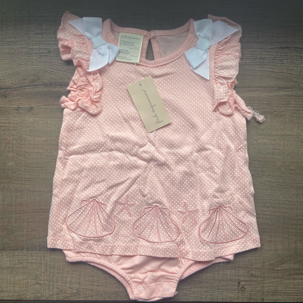 Baby Girls 12m Pink Summer Onesie NWT